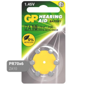 Батарейка PR70 GP Hearing Aid для слуховых аппаратов (6 штук в упаковке)