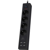 Сетевой фильтр Cablexpert Exnovo на 4 розетки 2 метра + 4 USB (EXN-4-U4-B-2)