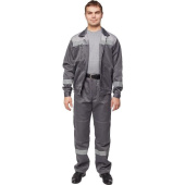 Костюм рабочий летний мужской л22-КБР с СОП темно-серый/светло-серый (размер 64-66, рост 182-188 см)