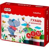 Гуашь Комус Класс (№1 School) ColorPics 12 цветов по 20 мл