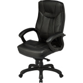 Кресло для руководителя Easy Chair CS-608Е черное (натуральная кожа с компаньоном, пластик)