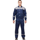 Костюм рабочий летний мужской л20-КБР с СОП синий/серый (размер 56-58, рост 170-176 см)