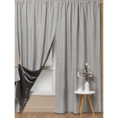 Комплект штор Amore Mio Блэкаут однотонный 6ML Milan-043 (2 портьеры 150x270 см) серый Комплект штор Amore Mio Блэкаут однотонный 6ML Milan-043 (2 портьеры 150x270 см) серый