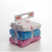 Набор полотенец махровых Dora 50x90 см 3 штуки 580 г/кв.м белое/розовое/бирюзовое