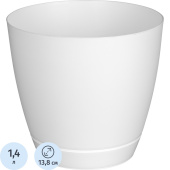 Горшок для цветов с поддоном Idiland Flora 1.4 л белый (13x13.8 см)