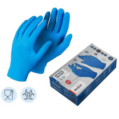 Перчатки одноразовые Manipula Specialist Эксперт DG-022 нитриловые неопудренные синие (размер S, 100 штук/50 пар в упаковке)
