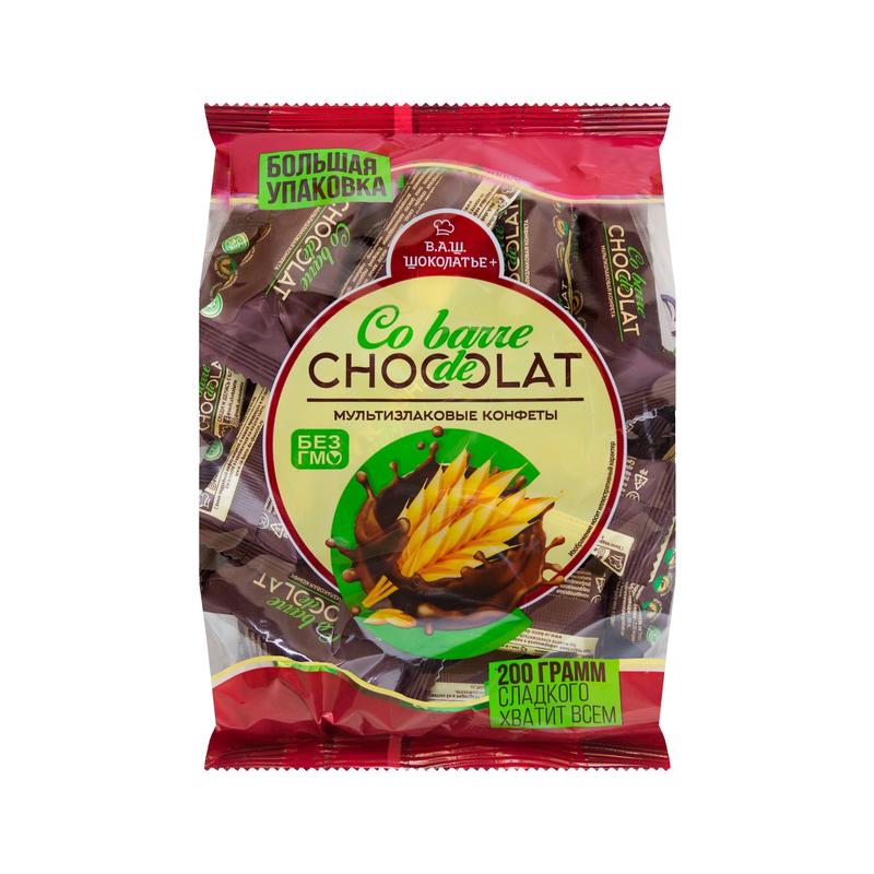Конфеты шоколадные Co barre de Chocolat мультизлаковые с темной кондитерской глазурью 200 г