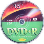 Диск DVD+R VS 4.7 ГБ 16x cake box VSDVDPRIPCB1001 (10 штук в упаковке)