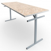 Стол обеденный под скамью МДО трехместный (бежевый мрамор/серый, 1800х700х760 мм)