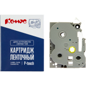 Картридж Комус TZE-125 для принтера этикеток Brother (9 мм х 8 м, цвет ленты прозрачный, шрифт белый)