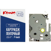 Картридж Комус TZE-632 для принтера этикеток Brother (12 мм х 8 м, цвет ленты желтый, шрифт красный)