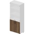 Шкаф для документов Mahia EMHS834BLBLWN со стеклом (белый/орех,  800х440х1950 мм)