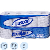 Бумага туалетная Luscan Standart 2-слойная белая (8 рулонов в упаковке)