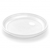 Тарелка одноразовая пластиковая 165 мм белая 100 штук в упаковке Комус Эконом