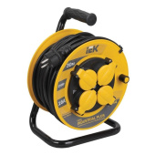 Удлинитель на катушке пластик IEK УК30 ПВС 3x1.5 кв.мм 30 м 16 А 3500 Вт IP44 с заземлением 4 розетки (WKP15-16-04-30-44)