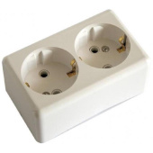 Розетка Свет РА 16-011 двухместная с заземлением 16А IP20 открытого монтажа белая (EV0310-0004)