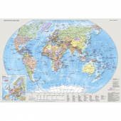 Карта настольная двусторонняя Мир и Россия 49х34 см