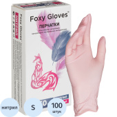 Перчатки одноразовые смотровые нитриловые Foxy-Gloves нестерильные  неопудренные размер S (6.5-7) розовые (50 пар/100 штук в упаковке)