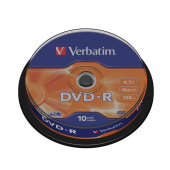 Диск DVD-R Verbatim 4.7 ГБ 16x cake box 43523 (10 штук в упаковке)