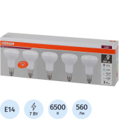 Лампа светодиодная Osram 7 Вт Е14 (R, 6500 К, 560 Лм, 220 В, 5 штук в упаковке, 4058075583993)