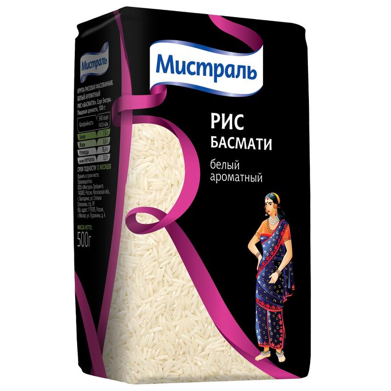 Рис длиннозерный Мистраль Басмати экстра 500 г