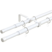 Карниз двухрядный 56.101 телескопический с кольцами белый (160-300 см)