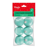 Новогоднее украшение Magic Time пластик голубое (диаметр 5 см, 6 штук в упаковке)