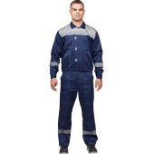 Костюм рабочий летний мужской л20-КБР с СОП синий/серый (размер 52-54, рост 158-164 см)