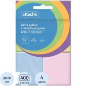Стикеры Attache Simple 38x51 пастельные 4 цвета (4 блока по 100 листов)