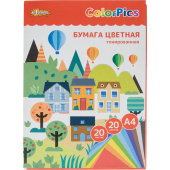 Бумага цветная Комус Класс (№1 School) ColorPics (А4, 20 листов, 20 цветов, офсетная, тонированная)