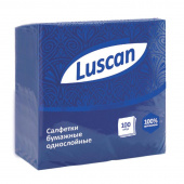 Салфетки бумажные Luscan 1-слойные 24х24 синие 100 штук в упаковке
