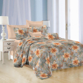 Комплект постельного белья Эльф Satin Collection Золотые цветы  2-спальное микросатин 70x70 см