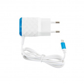 Сетевое зарядное устройство Red Line 2 USB+MicroUSB (NC-2.1AC) белое/синее