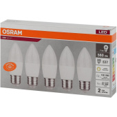 Лампа светодиодная Osram 7 Вт E27 (В, 3000 К, 560 Лм, 220 В, 5 штук в упаковке, 4058075578012)