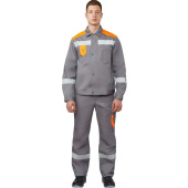 Костюм рабочий летний мужской л21-КБР с СОП серый/оранжевый (размер 52-54, рост 182-188 см)
