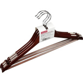 Вешалка-плечики Attache F6612NJ-LW3 деревянная с выемками и перекладиной  (размер 48-50, орех, 3 штуки в упаковке)