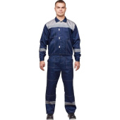 Костюм рабочий летний мужской л20-КБР с СОП синий/серый (размер 56-58, рост 182-188 см)