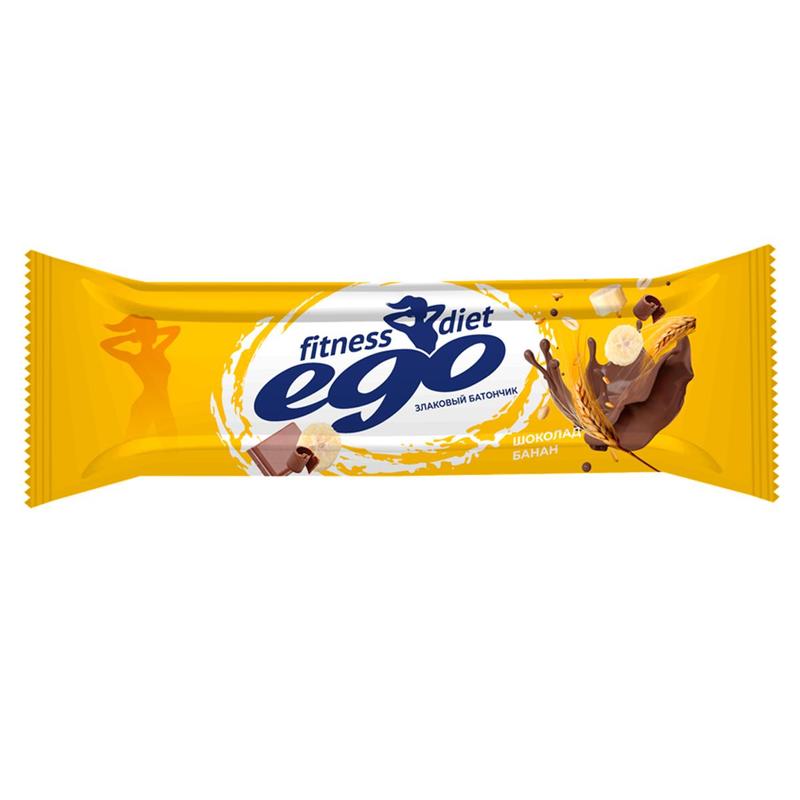 Батончик мюсли Ego fitness Гранола-Банан с витаминами и железом в молочном шоколаде (21 батончик по 27 грамм)