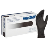 Перчатки медицинские смотровые нитриловые NitriMax нестерильные неопудренные размер XS (5-6) черные (50 пар/100 штук в упаковке)