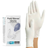 Перчатки одноразовые смотровые нитриловые Foxy-Gloves текстурированные нестерильные неопудренные размер S (6.5-7) белые (50 пар/100 штук в упаковке)