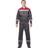 Костюм рабочий летний мужской л20-КБР с СОП серый/красный (размер 40-42,  рост 158-164)