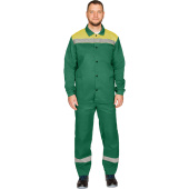 Костюм рабочий летний мужской л16-КПК с СОП зеленый/желтый (размер  64-66, рост 170-176)