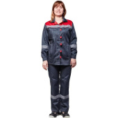 Костюм рабочий летний женский л20-КБР с СОП серый/красный (размер 48-50, рост 158-164 см)