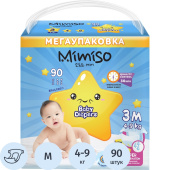 Подгузники для детей Mimiso 4-9 кг (90 штук в упаковке)