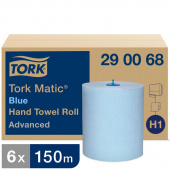 Полотенца бумажные в рулонах Tork Matic H1 Advanced 2-слойные синие 6 рулонов по 150 метров (артикул производителя 290068)