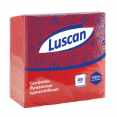 Салфетки бумажные Luscan 1-слойные 24х24 красные 100 штук в упаковке