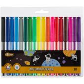 Фломастеры Комус Класс (№1 School) Space time 18 цветов с вентилируемыми  колпачками смываемые