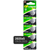 Батарейка CR2025 GP Lithium (5 штук в упаковке)