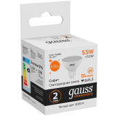 Лампа светодиодная Gauss LED Elementary MR 5.5Вт GU5.3 3000К 430Лм 220В 13516
