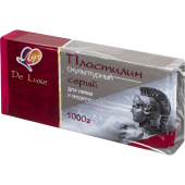 Пластилин скульптурный твёрдый Луч De Luxe серый 1000 грамм
